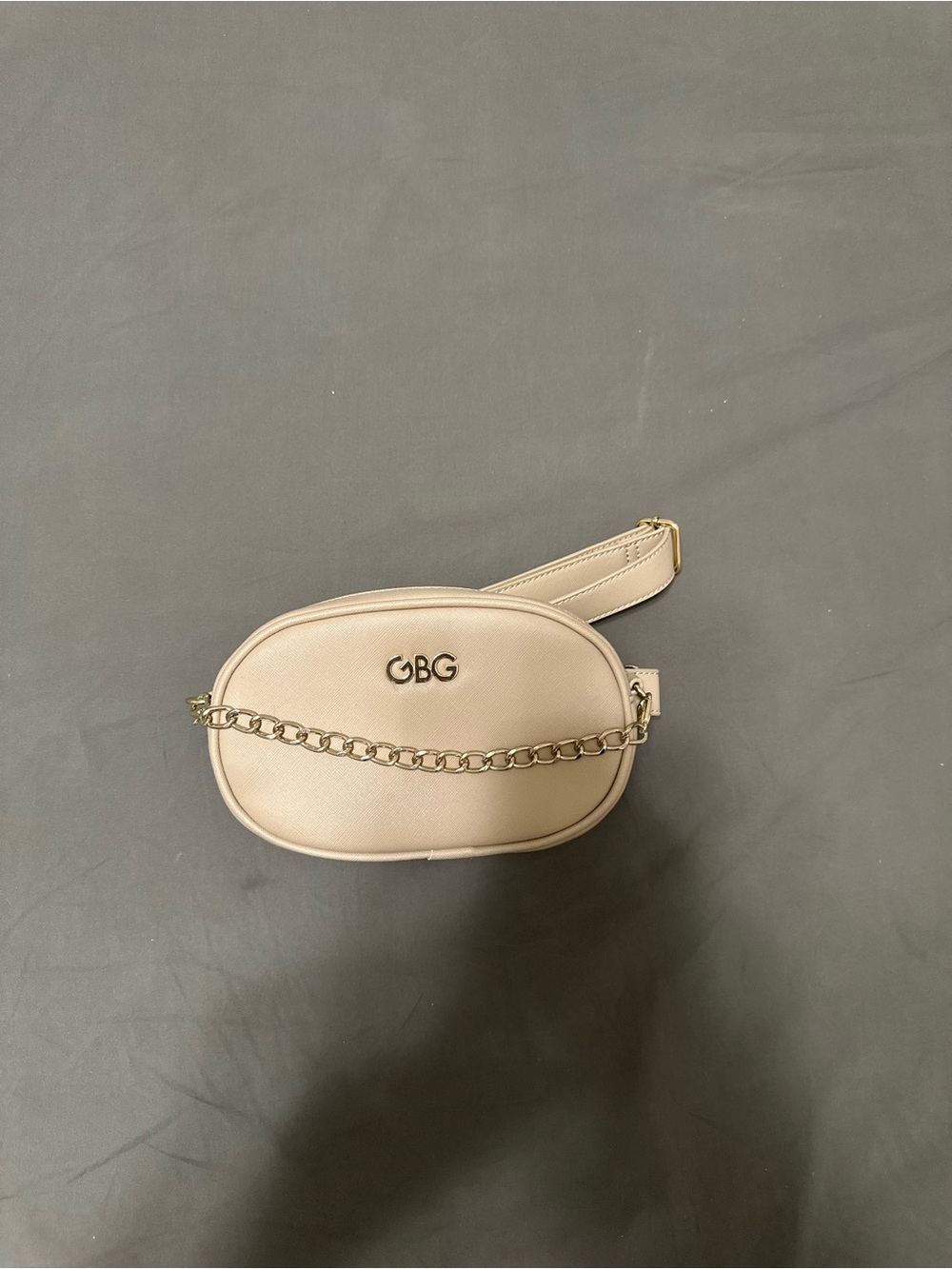GBG Cream Oval Crossbody Bag with Chain Strap